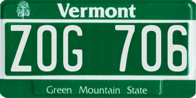 VT license plate ZOG706