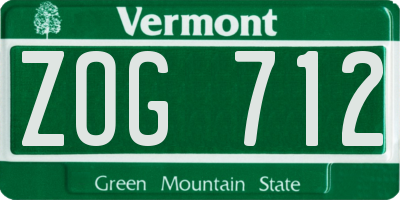 VT license plate ZOG712