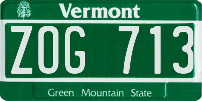 VT license plate ZOG713
