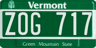 VT license plate ZOG717