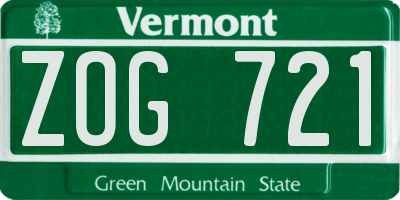 VT license plate ZOG721