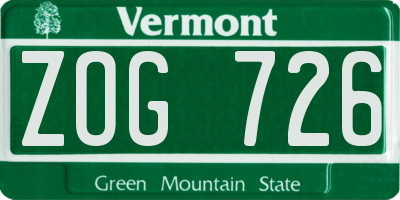VT license plate ZOG726