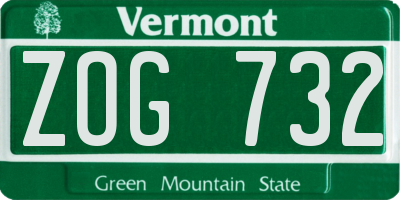 VT license plate ZOG732