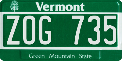 VT license plate ZOG735