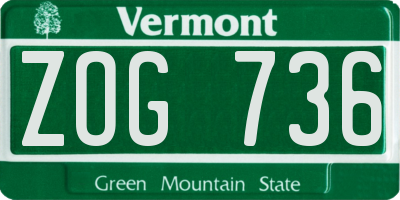 VT license plate ZOG736