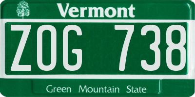 VT license plate ZOG738