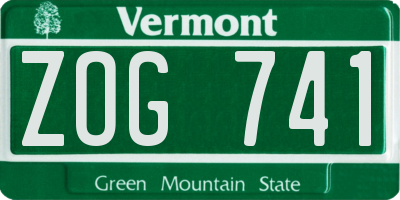 VT license plate ZOG741