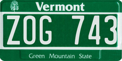 VT license plate ZOG743
