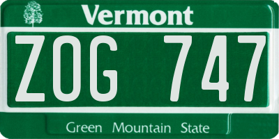 VT license plate ZOG747