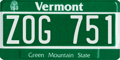 VT license plate ZOG751