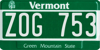 VT license plate ZOG753