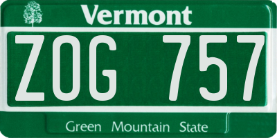 VT license plate ZOG757