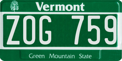 VT license plate ZOG759