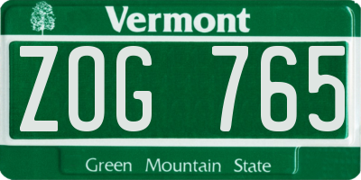 VT license plate ZOG765