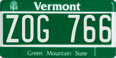 VT license plate ZOG766
