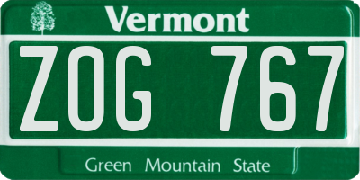 VT license plate ZOG767