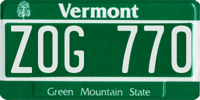 VT license plate ZOG770