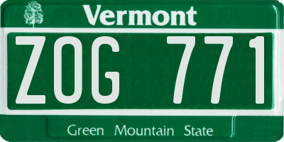 VT license plate ZOG771