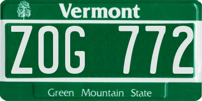 VT license plate ZOG772