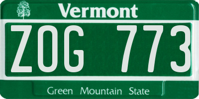 VT license plate ZOG773