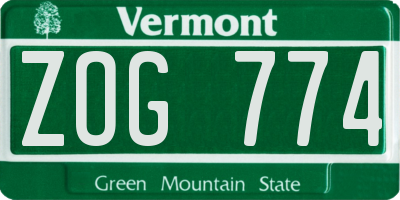 VT license plate ZOG774