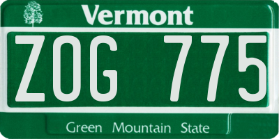 VT license plate ZOG775