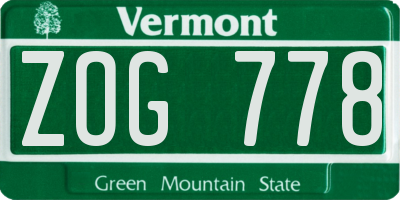 VT license plate ZOG778