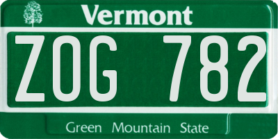 VT license plate ZOG782