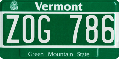VT license plate ZOG786