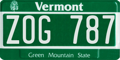 VT license plate ZOG787