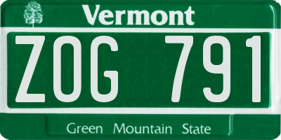 VT license plate ZOG791