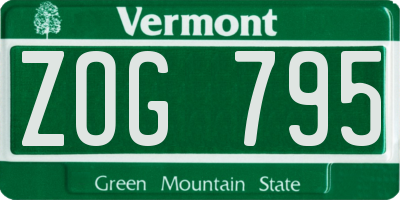 VT license plate ZOG795