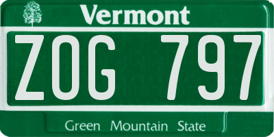 VT license plate ZOG797