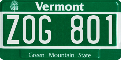 VT license plate ZOG801