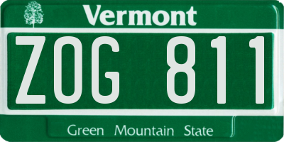 VT license plate ZOG811