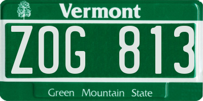 VT license plate ZOG813