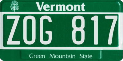 VT license plate ZOG817