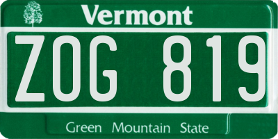 VT license plate ZOG819