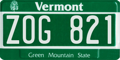 VT license plate ZOG821