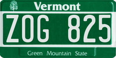 VT license plate ZOG825
