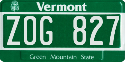 VT license plate ZOG827