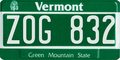 VT license plate ZOG832
