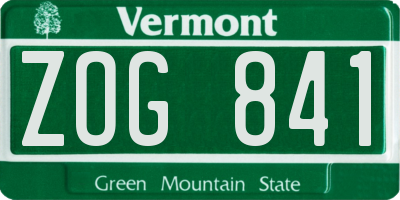 VT license plate ZOG841