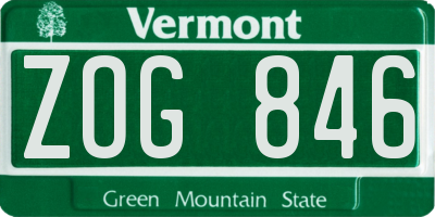 VT license plate ZOG846