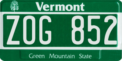 VT license plate ZOG852