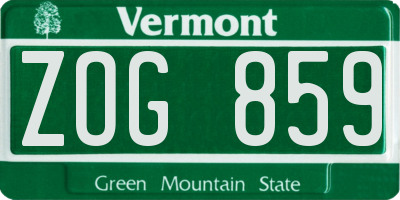VT license plate ZOG859