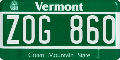 VT license plate ZOG860