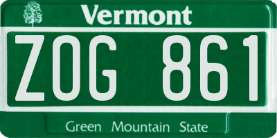 VT license plate ZOG861