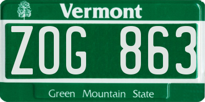 VT license plate ZOG863