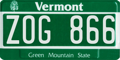 VT license plate ZOG866